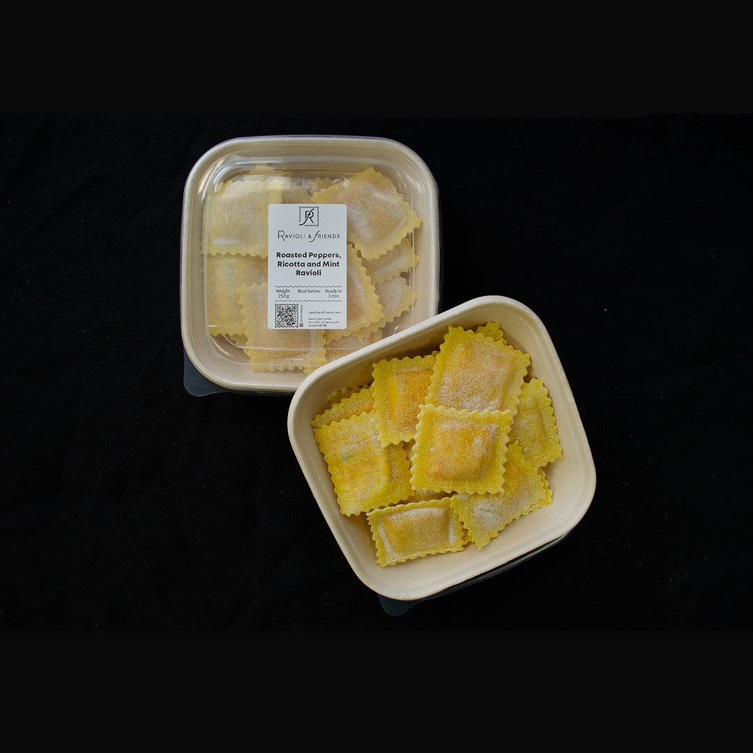 250g Roasted peppers, ricotta and mint ravioli